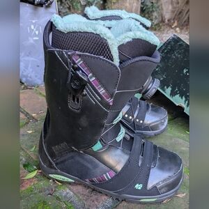 K2 Black and Green Snowboard Boots